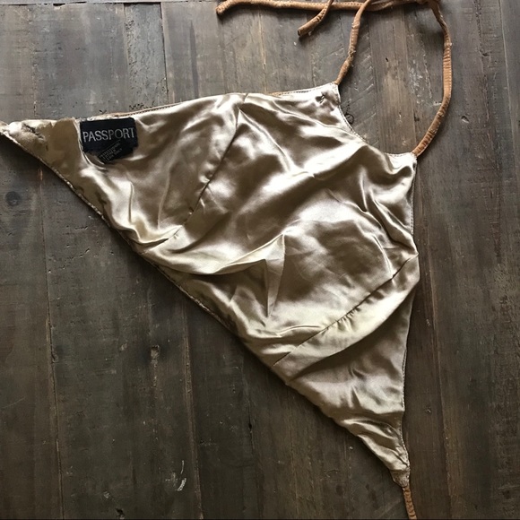 Vintage Brown Leather Halter Crop Top Size S! - Picture 3 of 5